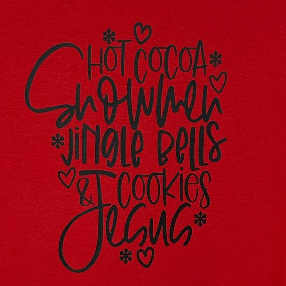 Christmas Holiday Womens Medium Red T-Shirt Crew Neck Short Sleeve Stretch - Picture 2 of 7